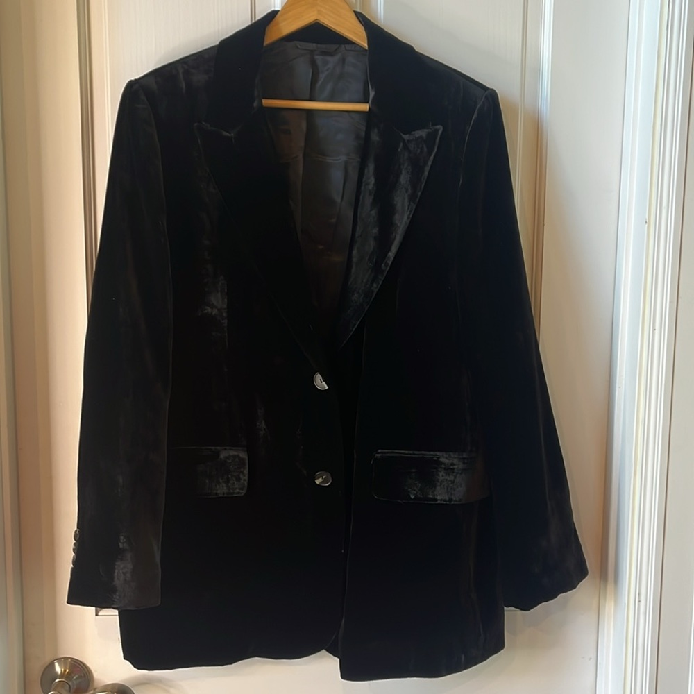 COS Black Velvet Blazer size 14 NWOT - Picture 2 of 11